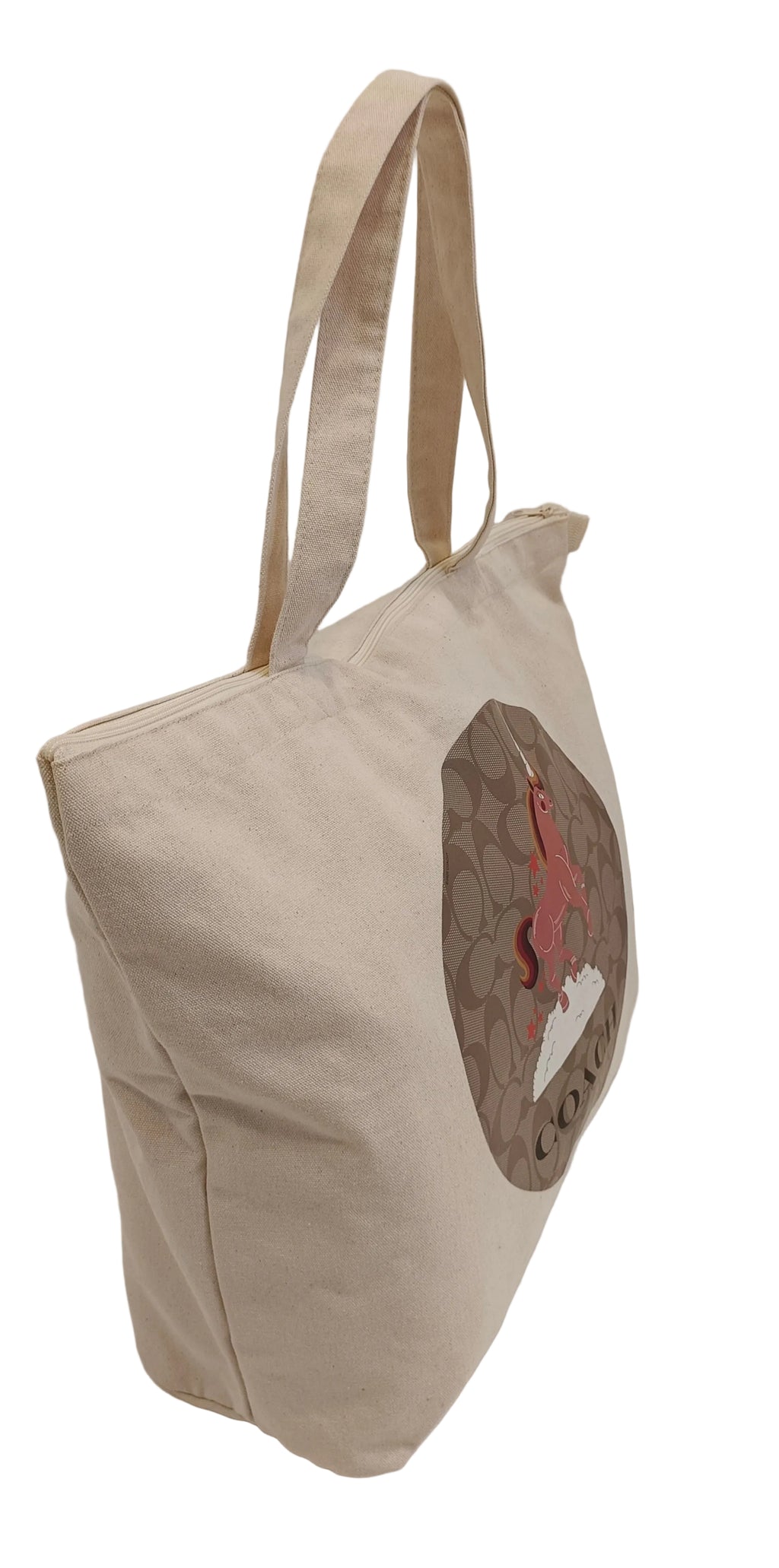 Coach Tote Bag-Large Cream Canvas/Unicorn Print