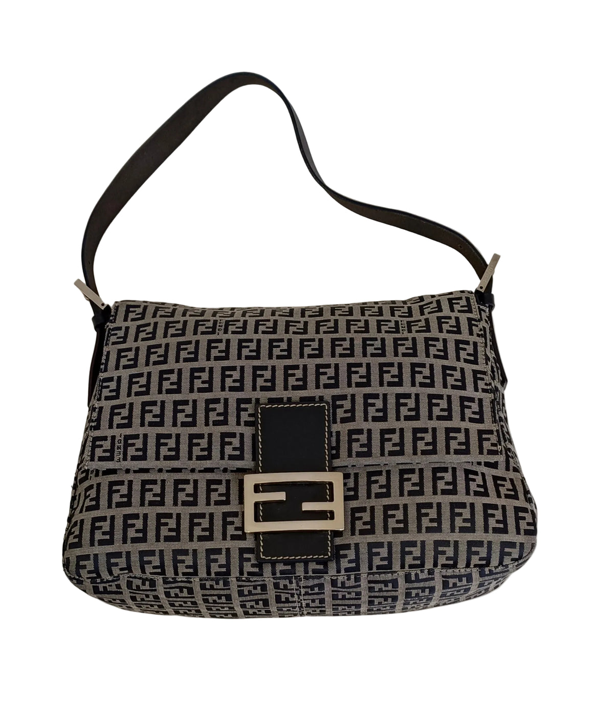 Fendi Mamma Baguette Shoulder Bag-Black & Grey Main image