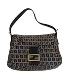 Fendi Mamma Baguette Shoulder Bag-Black & Grey