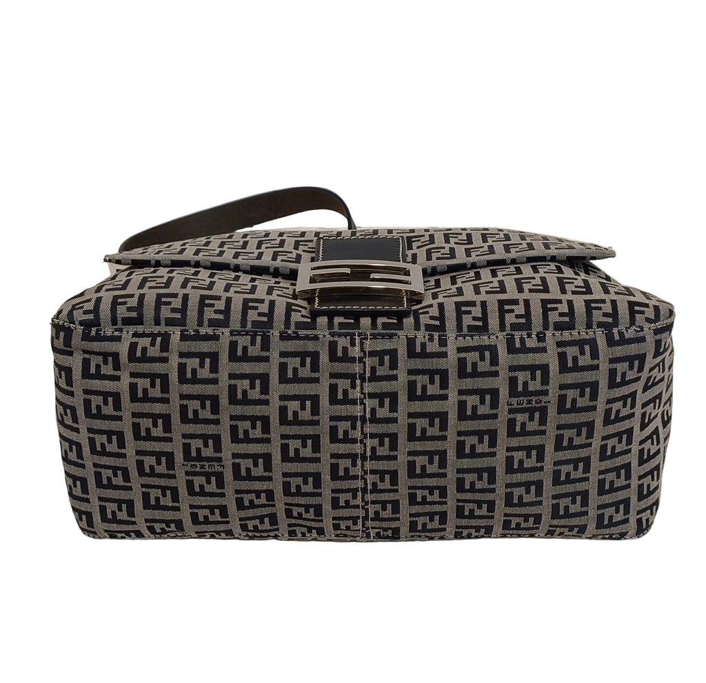 Fendi Mamma Baguette Shoulder Bag-Black & Grey