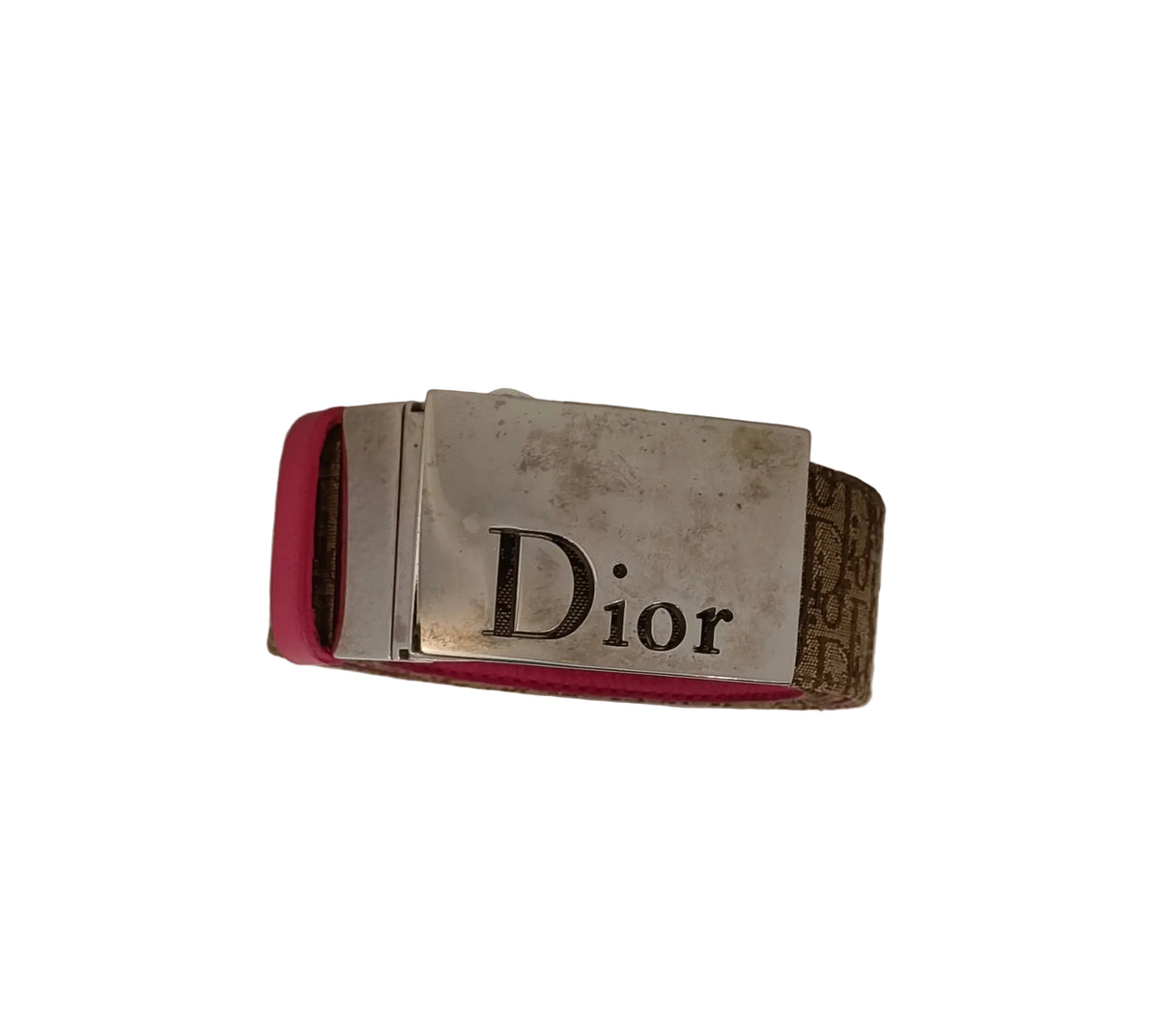 Christian Dior Belt-Leather & canvas/Beige Trotter Pin/Pink Inside/Size : L= 29"