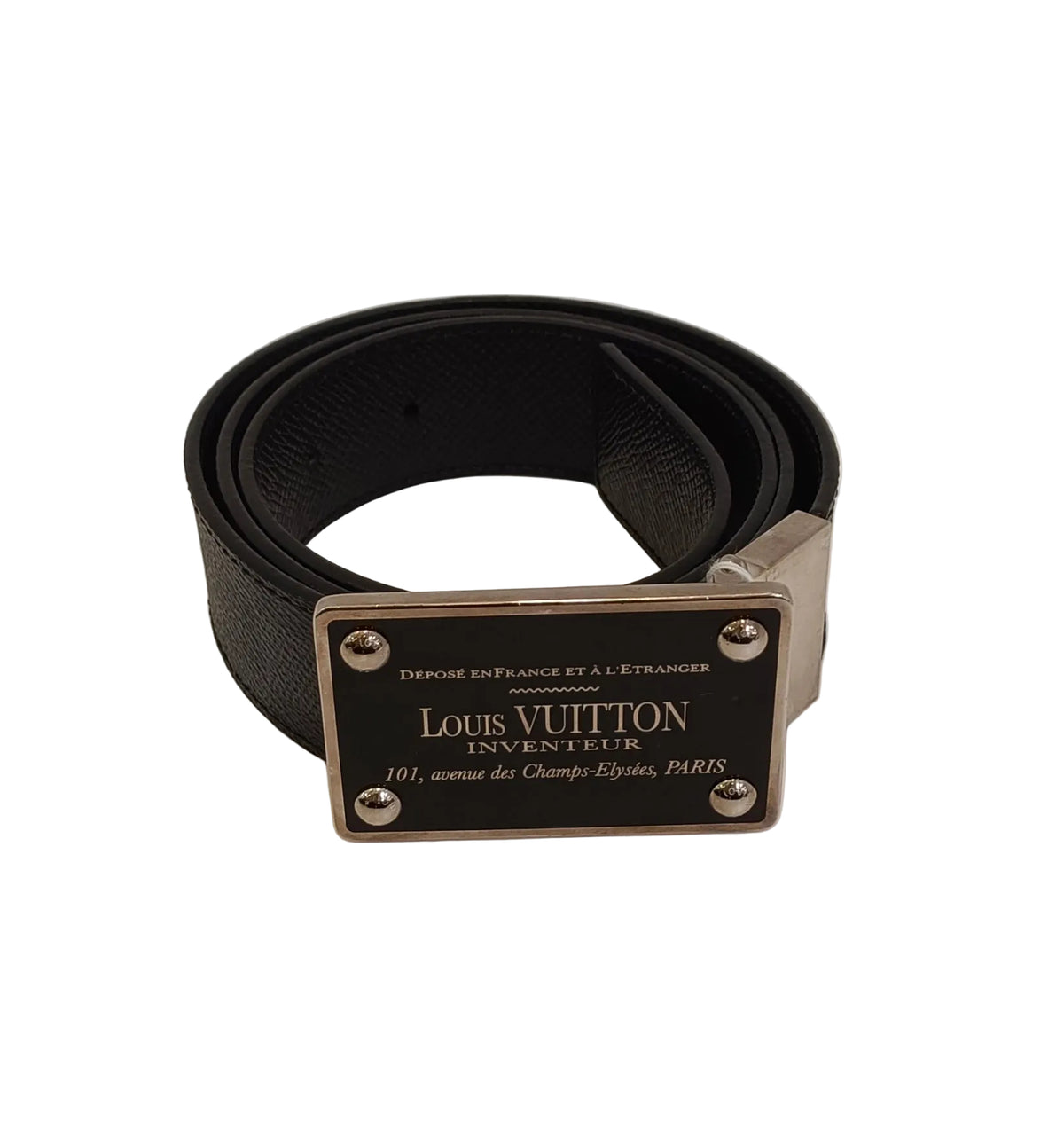 Louis Vuitton Man's Belt-Black & Grey/ L-Size=37"