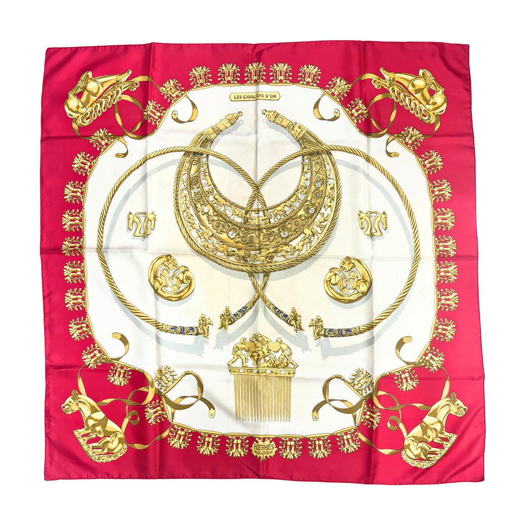 Hermes Les Cavalier's d'Or Silk Scarf