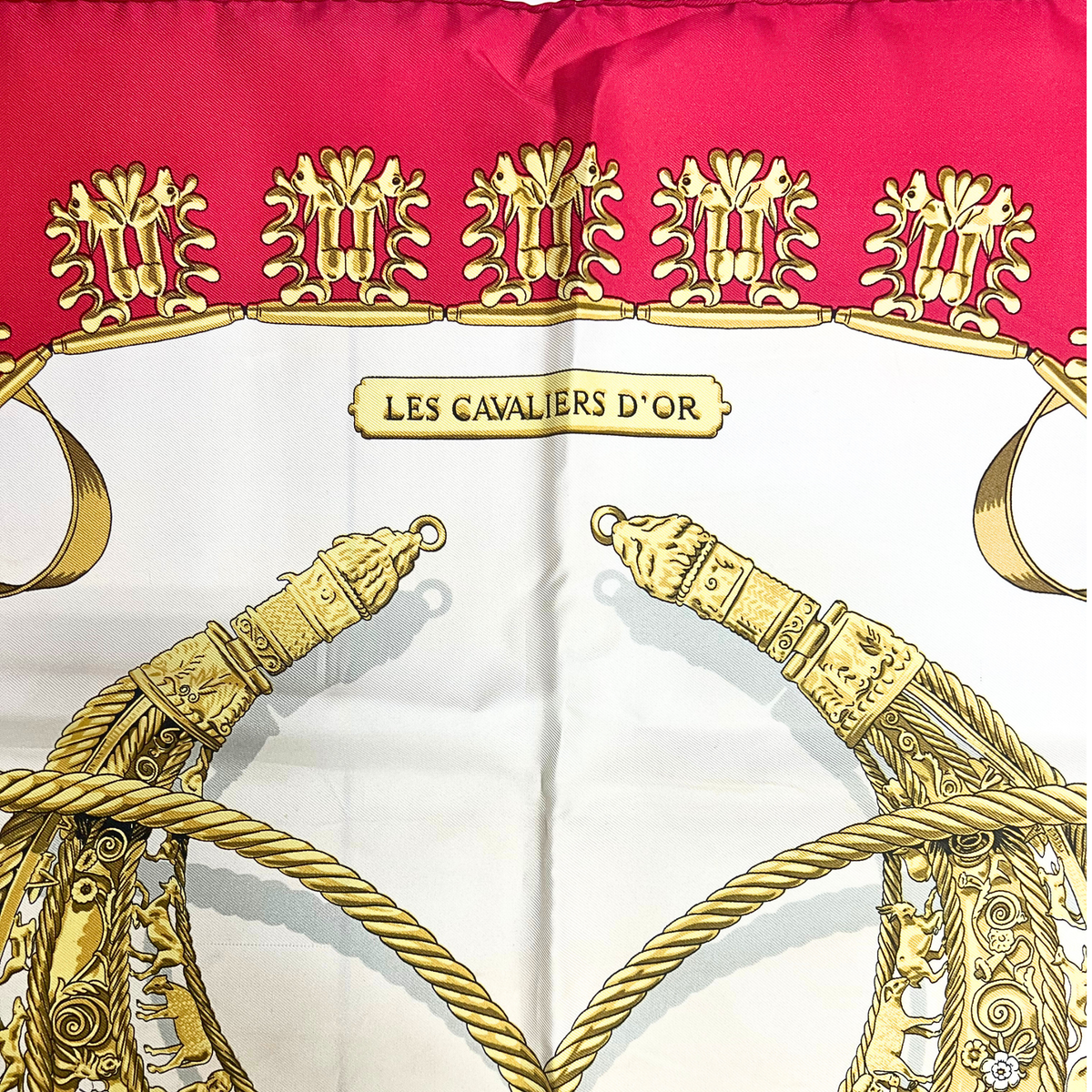 Hermes Les Cavalier's d'Or Silk Scarf
