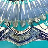 Hermes Laurence Blue Mini Feather Silk Scarf