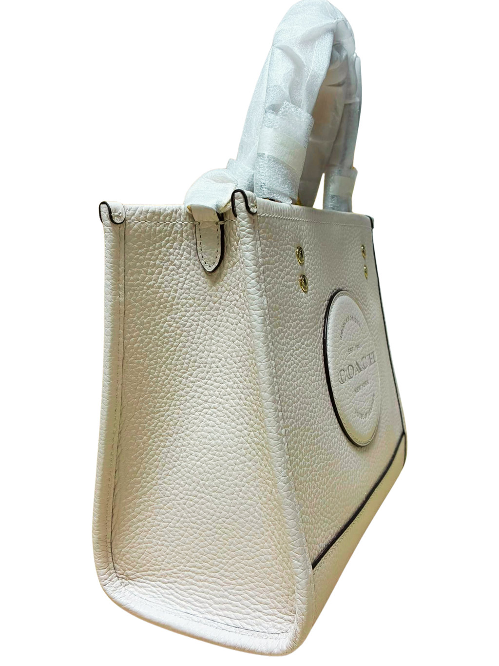 COACH C5268 Womens Dempsey Tote 22 Pebble Leather Chalk