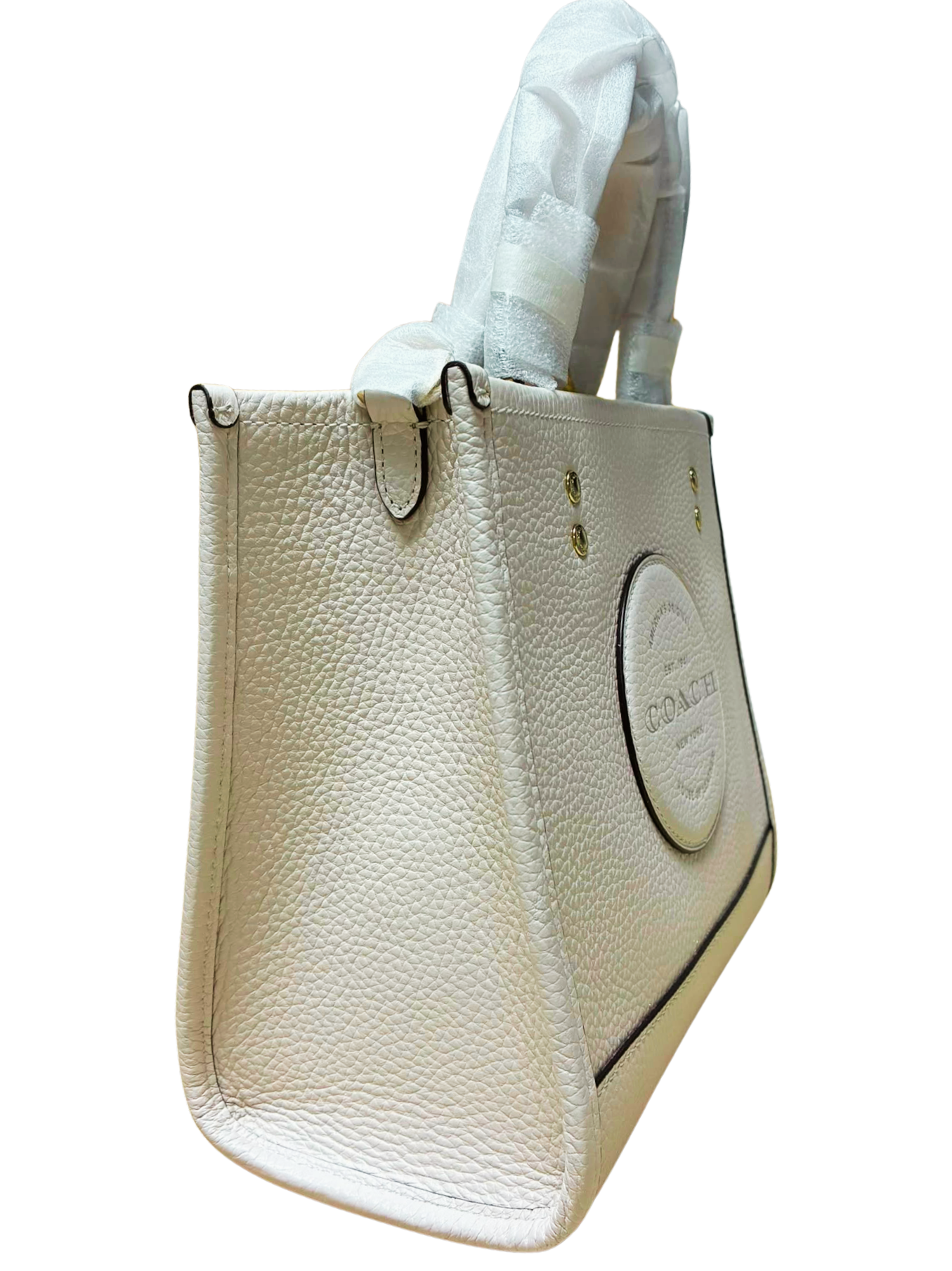 COACH C5268 Womens Dempsey Tote 22 Pebble Leather Chalk