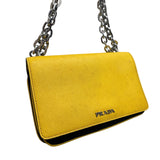 Prada Yellow Saffiano Chain Shoulder Bag