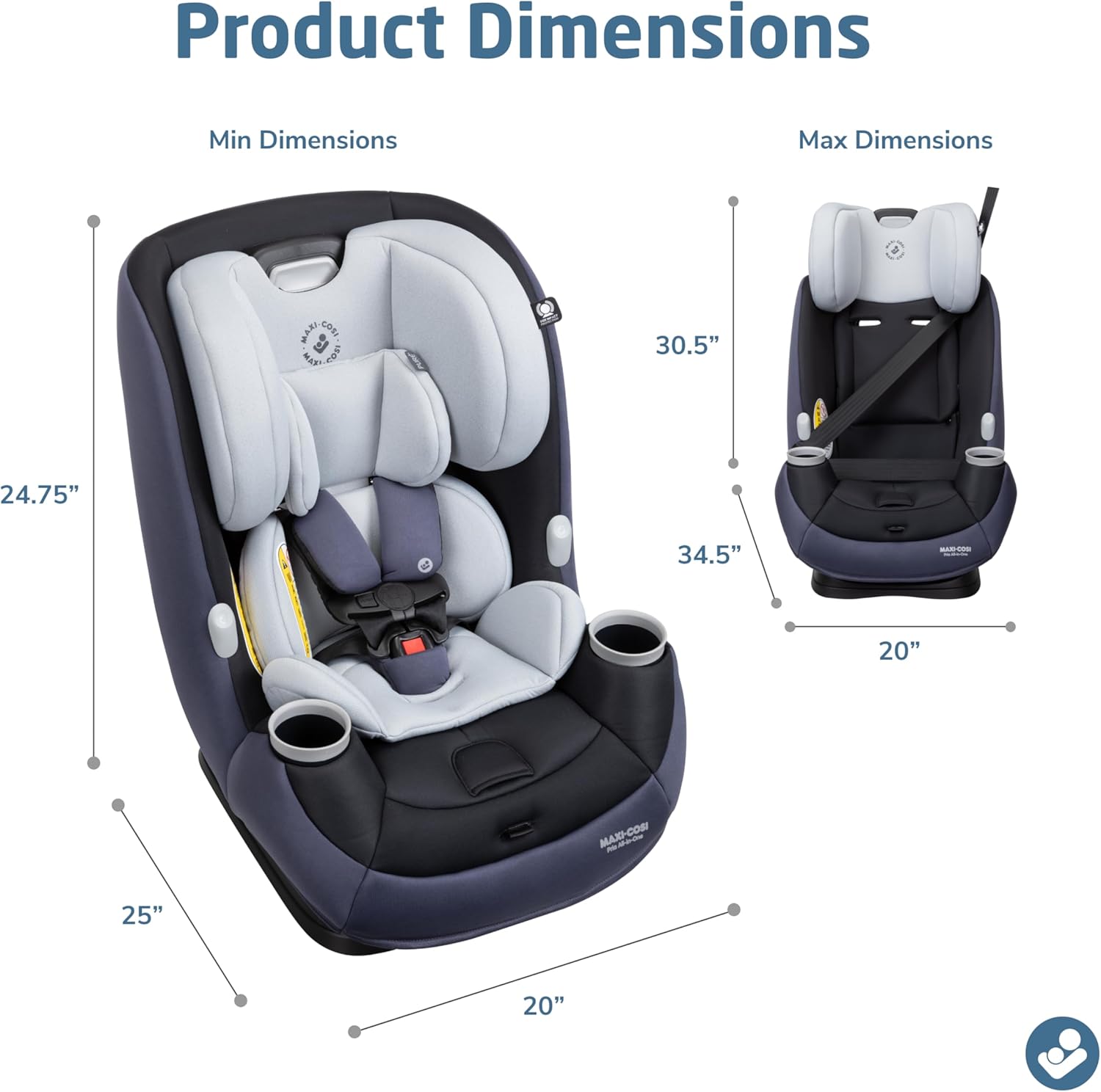 Maxi-Cosi Pria All-in-One Convertible Car Seat, Midnight Slate - Purecosi