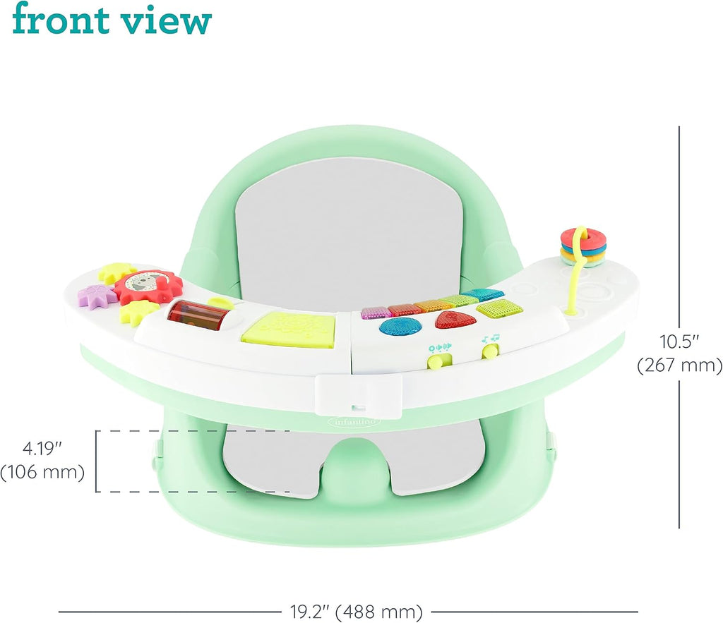 Infantino Music & Lights 3-in-1 Discovery Seat and Booster - Convertible Booster, Infant Activity Seat and Feeding Seat with Electronic Piano for Sensory Exploration, for Babies and Toddlers, Mint