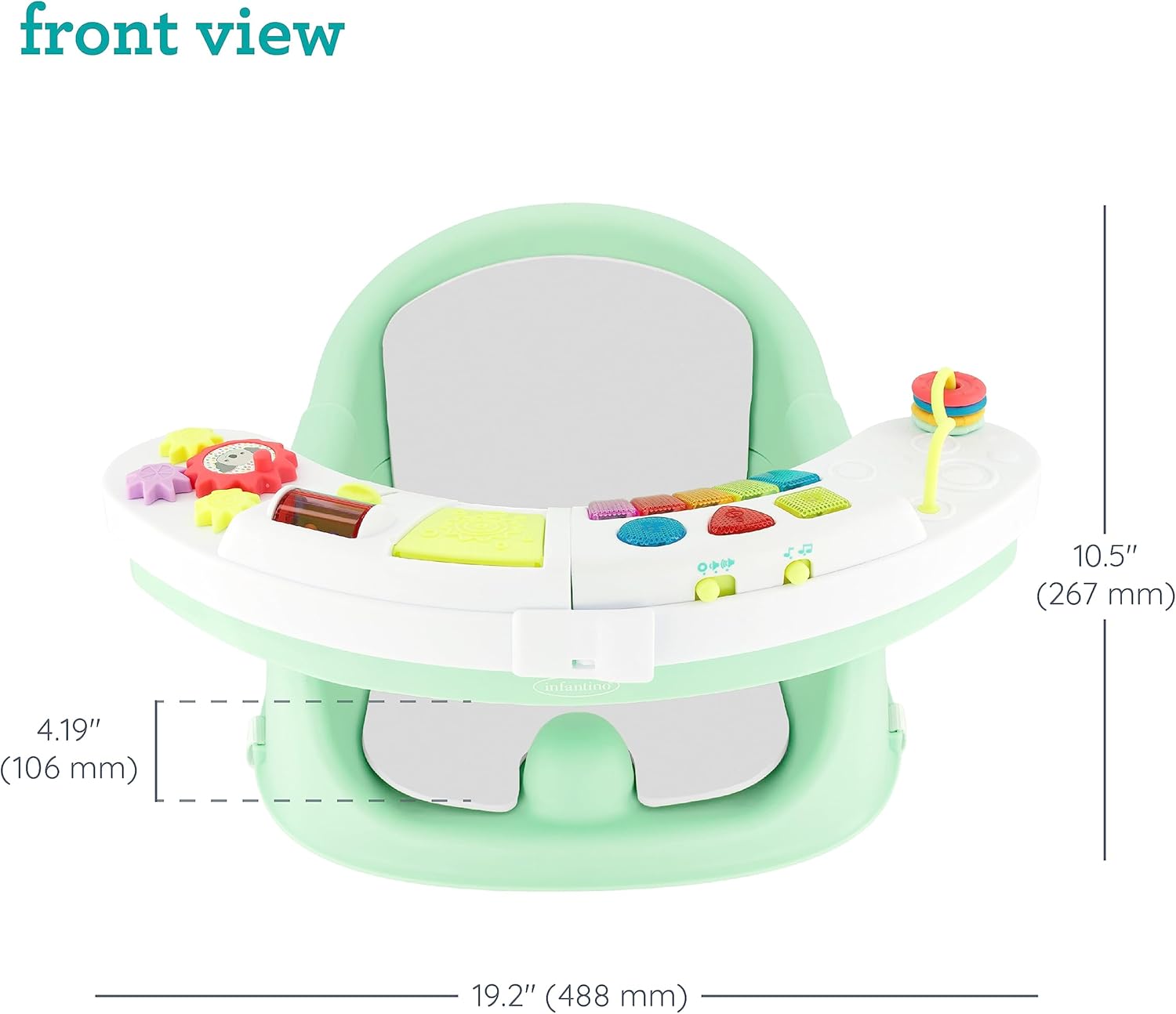 Infantino Music & Lights 3-in-1 Discovery Seat and Booster - Convertible Booster, Infant Activity Seat and Feeding Seat with Electronic Piano for Sensory Exploration, for Babies and Toddlers, Mint