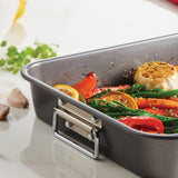 Farberware Nonstick Bakeware Roaster with Steel Rack, Gray, 11 by 15-Inch