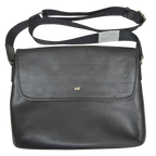 Braun Buffel Black Leather Messenger Bag Embossed Wave Pattern Flap