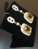 18K WG Citrine and Diamond Earrings