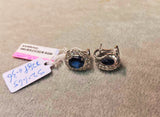 White Gold Blue Sapphire Diamond Earrings