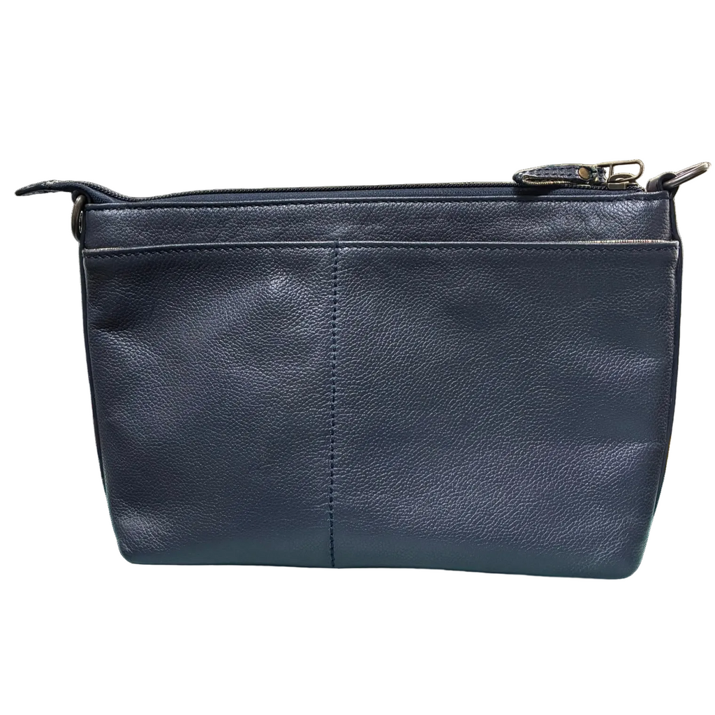 Motherhouse Shoulder Bag Navy Blue Pebbled Leather