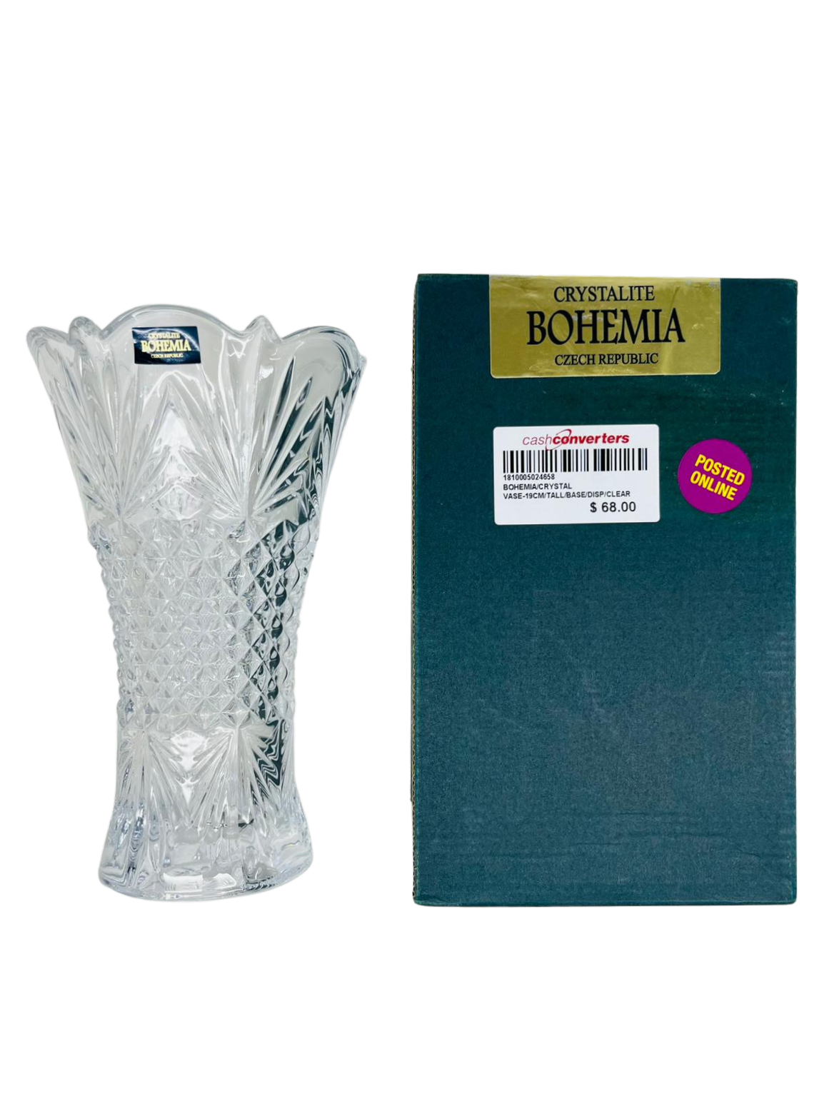 Bohemia Vega Crystal Vase 19cm Tall Clear Main image