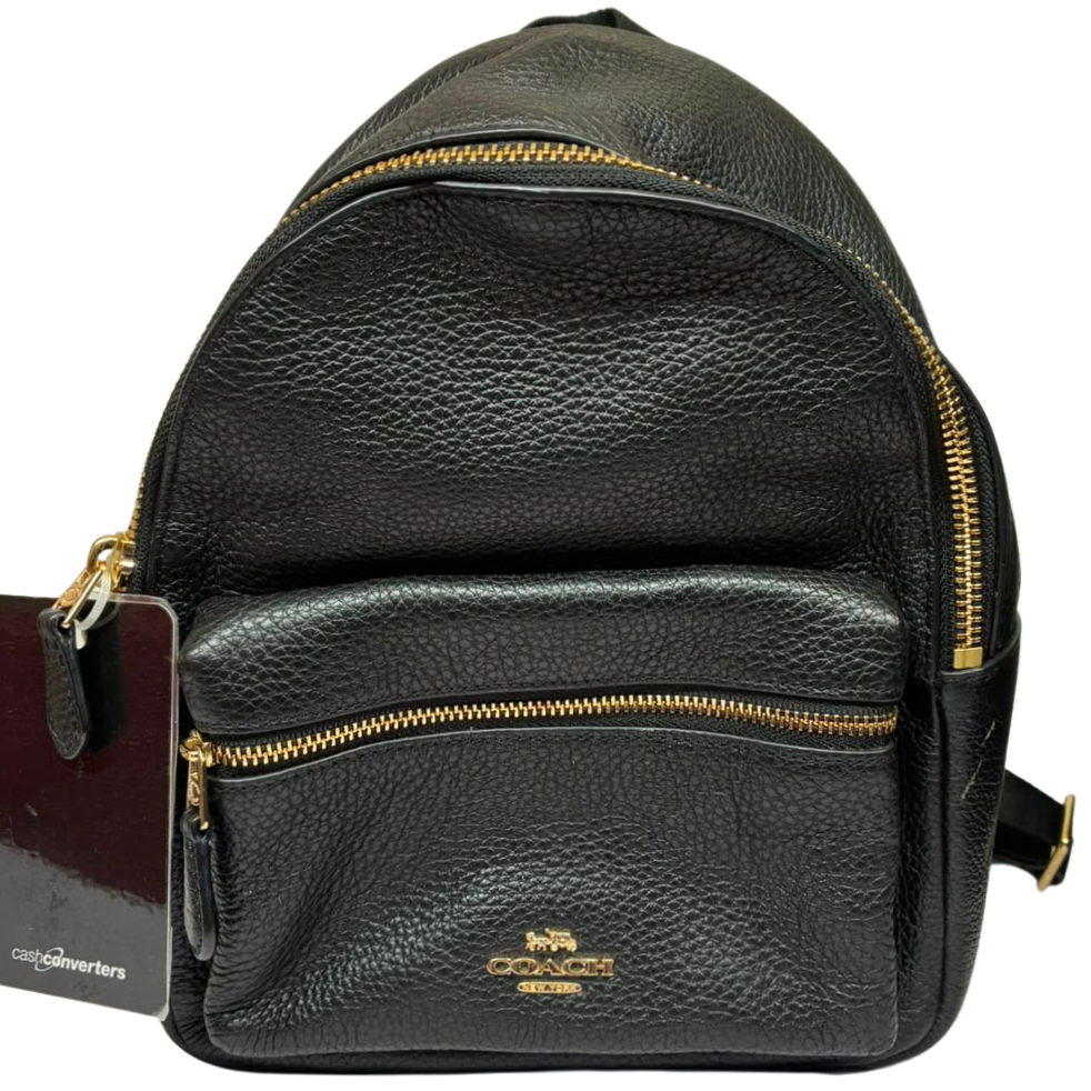 Coach F28995 Mini Small Charlie Backpack Pebbled Leather Black Main image