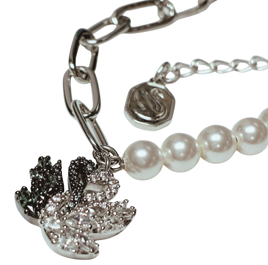 Swarovski 5705720 Swan Bracelet Crystal Pearlv Black Mixed Metal finish