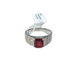 Red Spinel 750 White Gold Diamond Ring