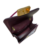 Coach Alie Shoulder Bag 18 In Signature Jacquard With Snakeskin Detail Brass Burgundy Blk Cherry