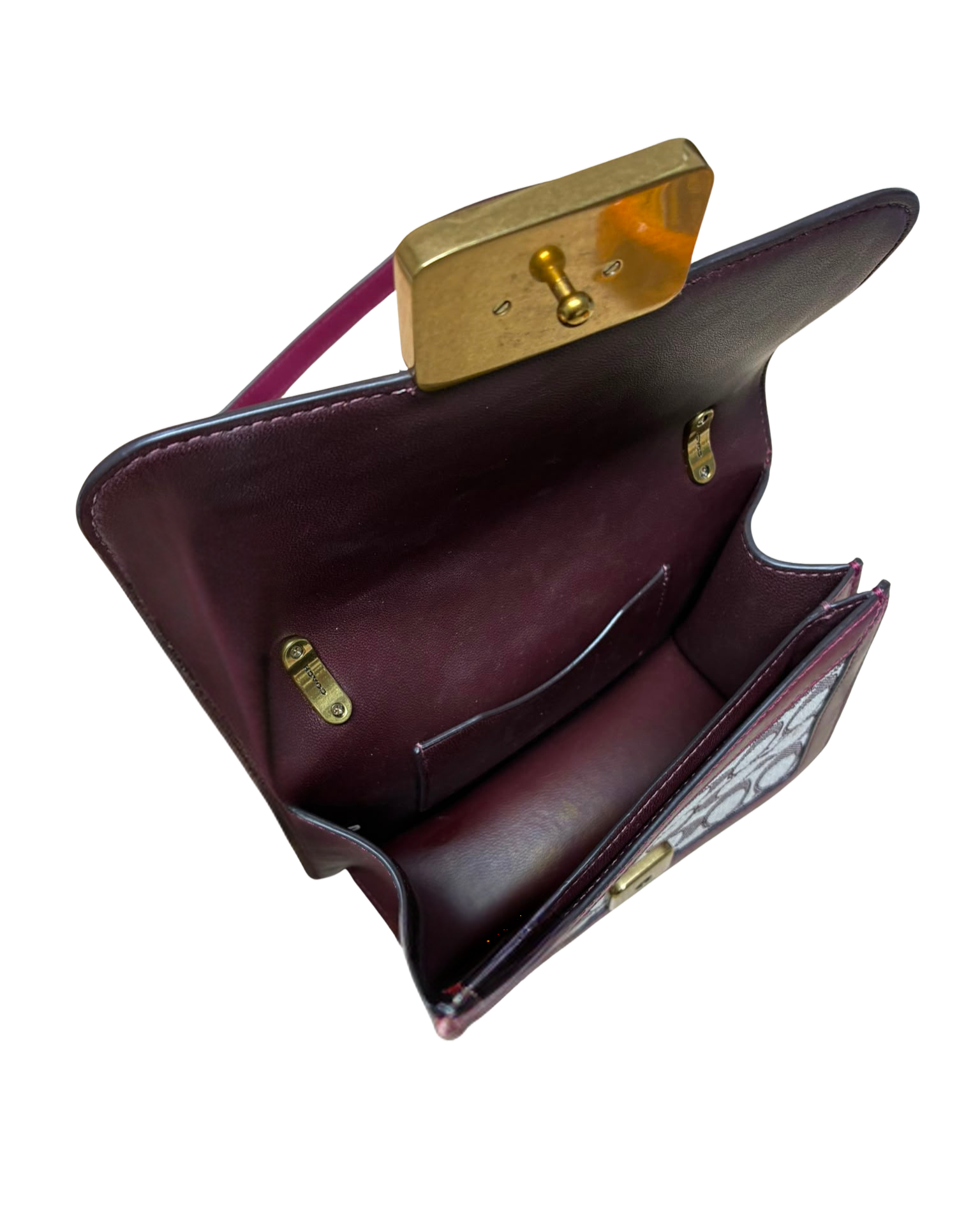 Coach Alie Shoulder Bag 18 In Signature Jacquard With Snakeskin Detail Brass Burgundy Blk Cherry