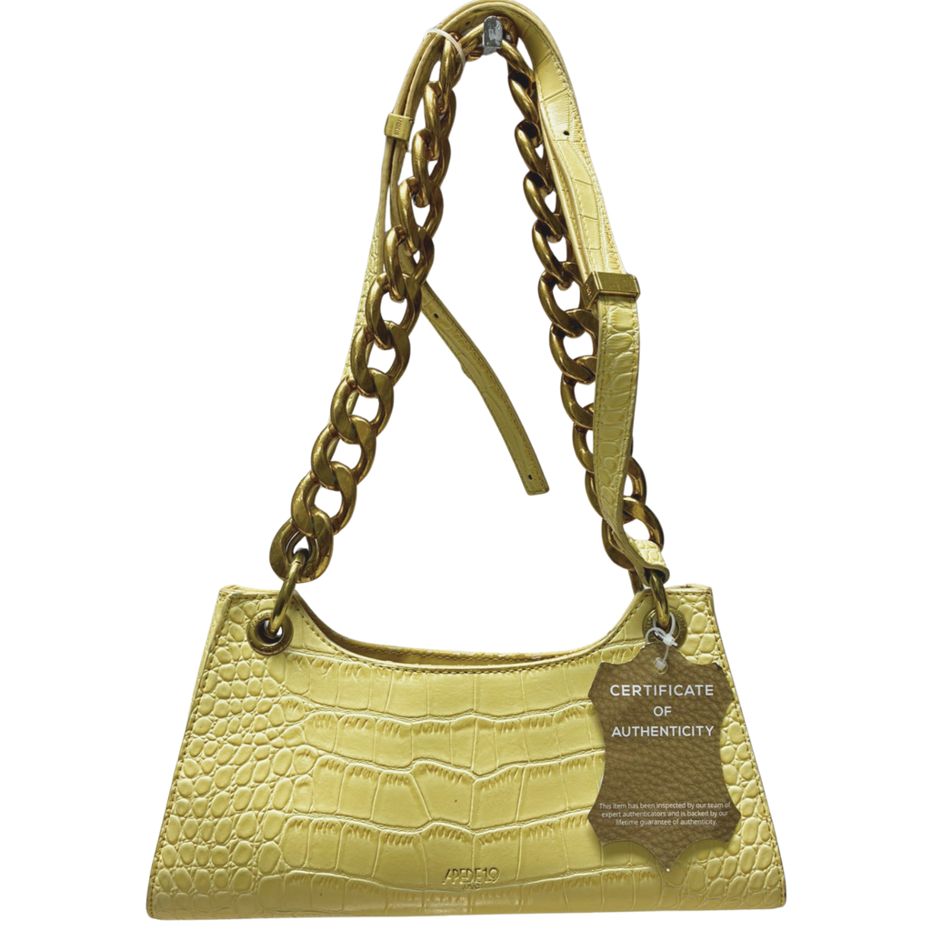 Apede Mod Yellow Croc Embossed Shoulder Bag