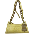 Apede Mod Yellow Croc Embossed Shoulder Bag