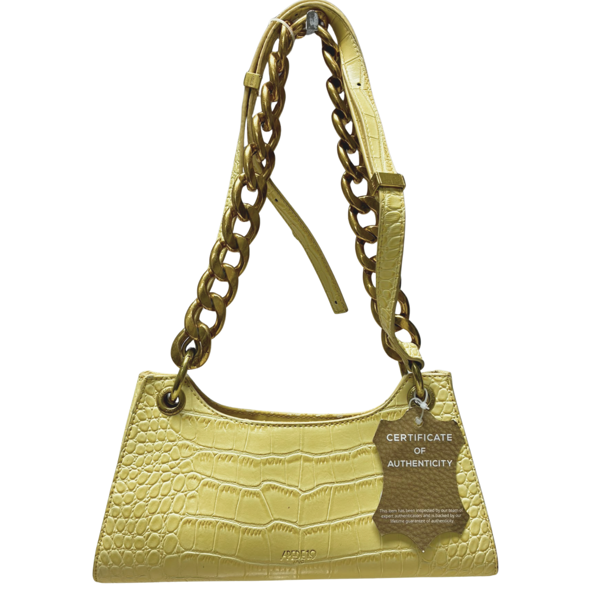 Apede Mod Yellow Croc Embossed Shoulder Bag