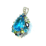 18KWG Blue Topaz & Colour Gemstones Pendant