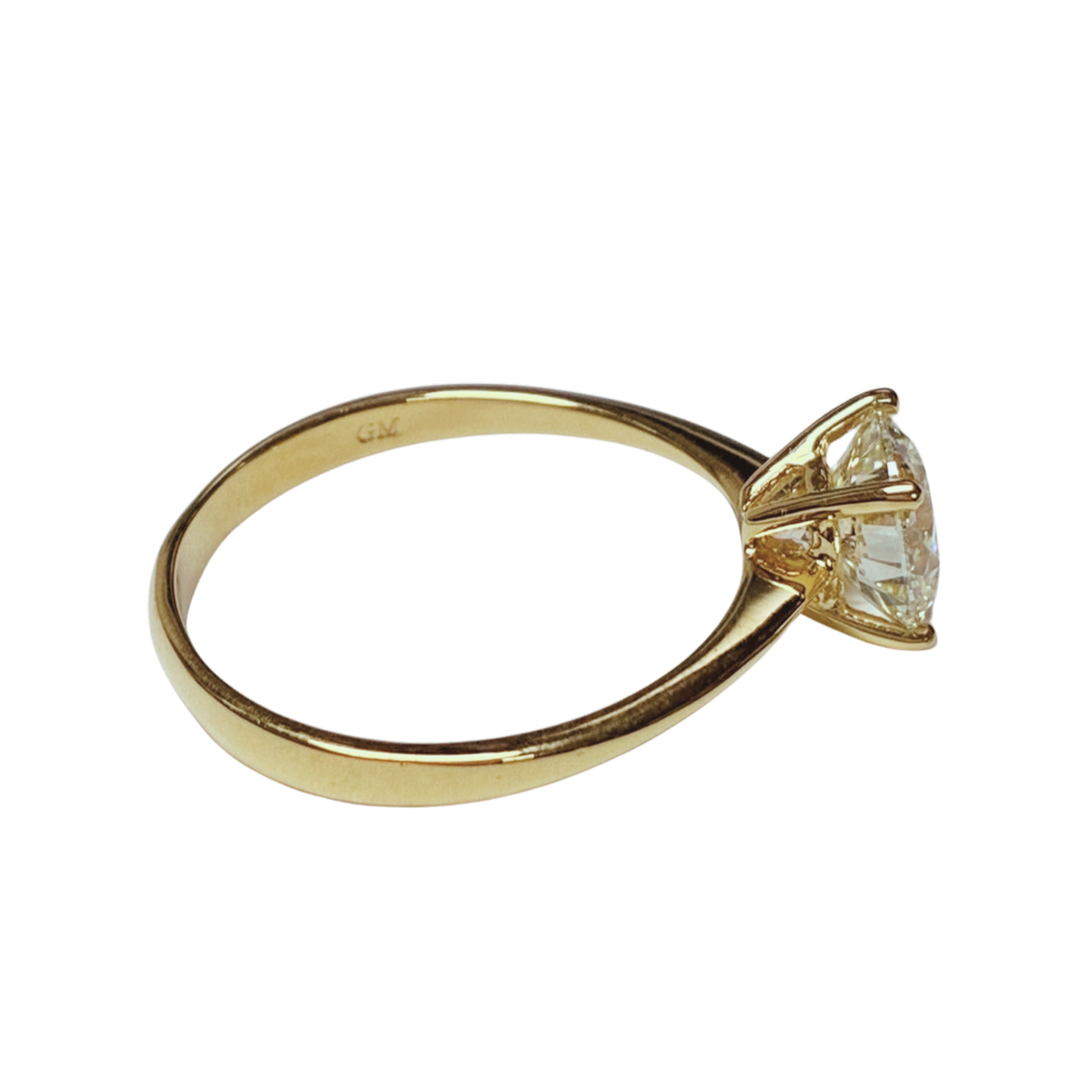 18KYG Round Brilliant Cut 1.20carat Diamond Solitaire Engagement Ring 1.95GM