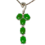 750WG  Imperial Green Jade And Diamond Pendant Necklace 6.4GM