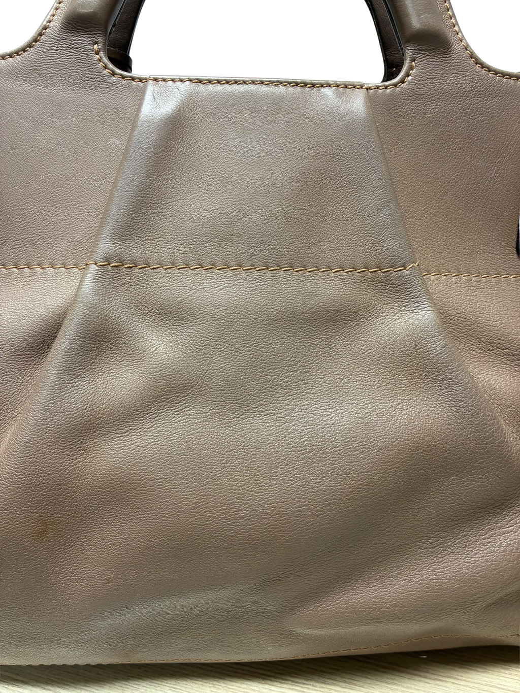Salvatore Ferragamo Top Handle Bag Taupe Leather Large