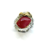 PT900/18KYG Red Coral Ring With Cert