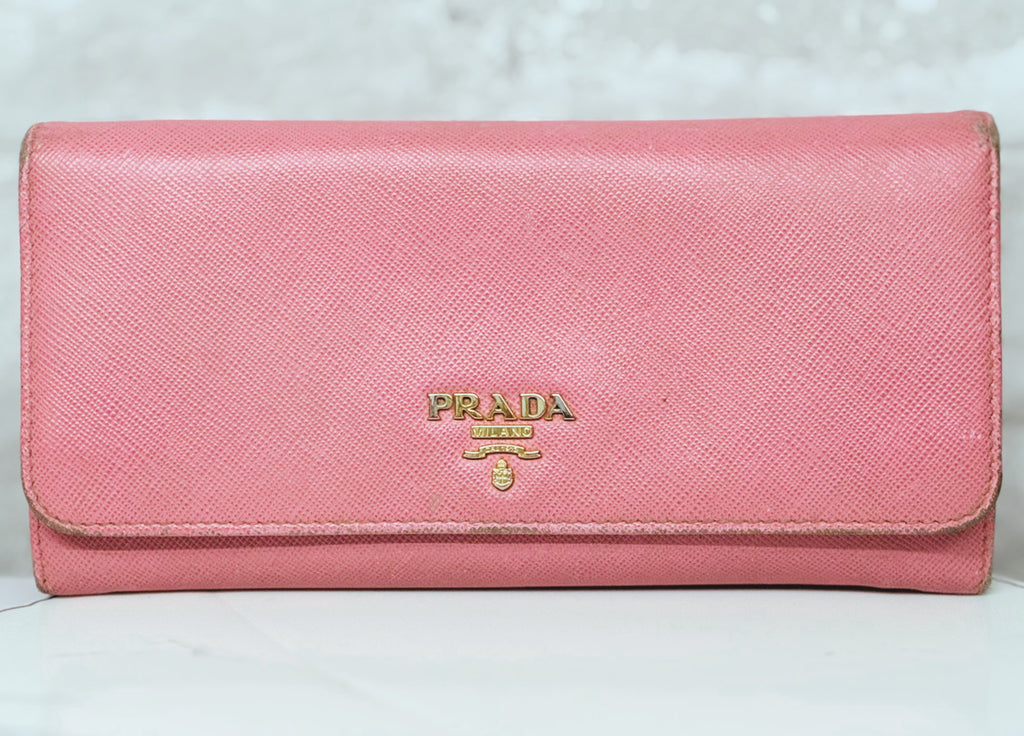 Prada Saffiano Metal Long Continental Wallet Geranio