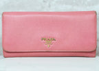 Prada Saffiano Metal Long Continental Wallet Geranio