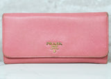 Prada Saffiano Metal Long Continental Wallet Geranio