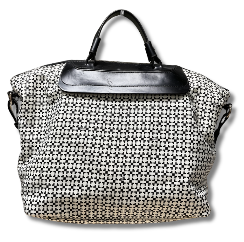 Printed Nylon Large Divided Satchel Tote