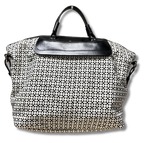 Printed Nylon Large Divided Satchel Tote
