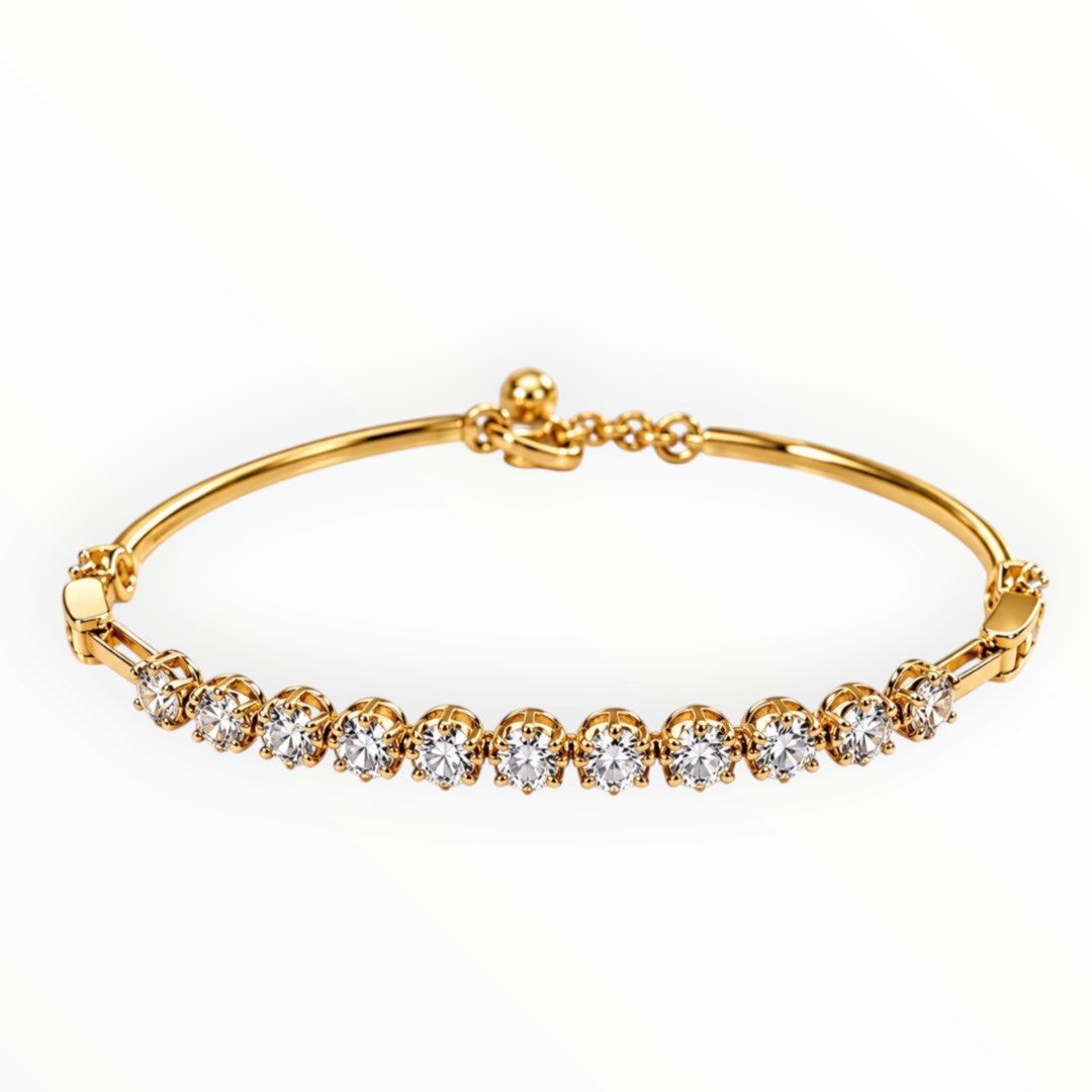 9k Yellow Gold Diamond Bracelet D13=5.8g Main image