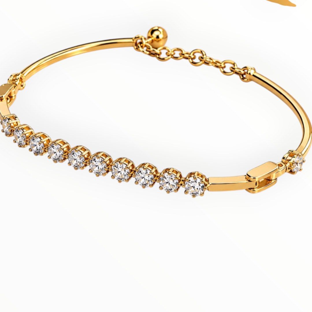 9k Yellow Gold Diamond Bracelet D13=5.8g Secondary image