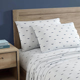 Nautica King Sheet Set Cotton Percale Bedding Set Whale Stripe Blue King