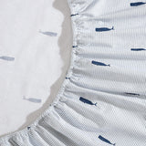 Nautica King Sheet Set Cotton Percale Bedding Set Whale Stripe Blue King