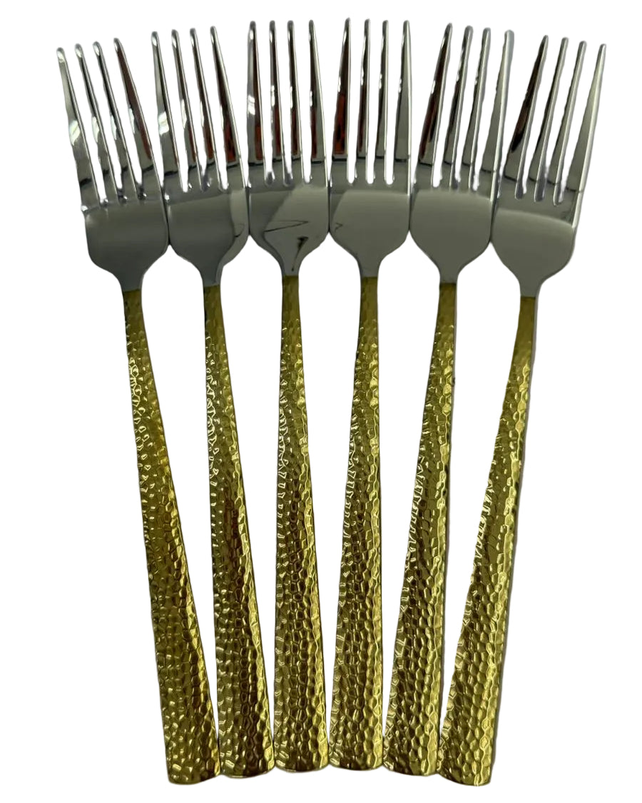 Dinner Spoon 6pc 2 tone Hammered Design Main image