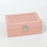 Crocodile-Texture Jewellery Box with Clip