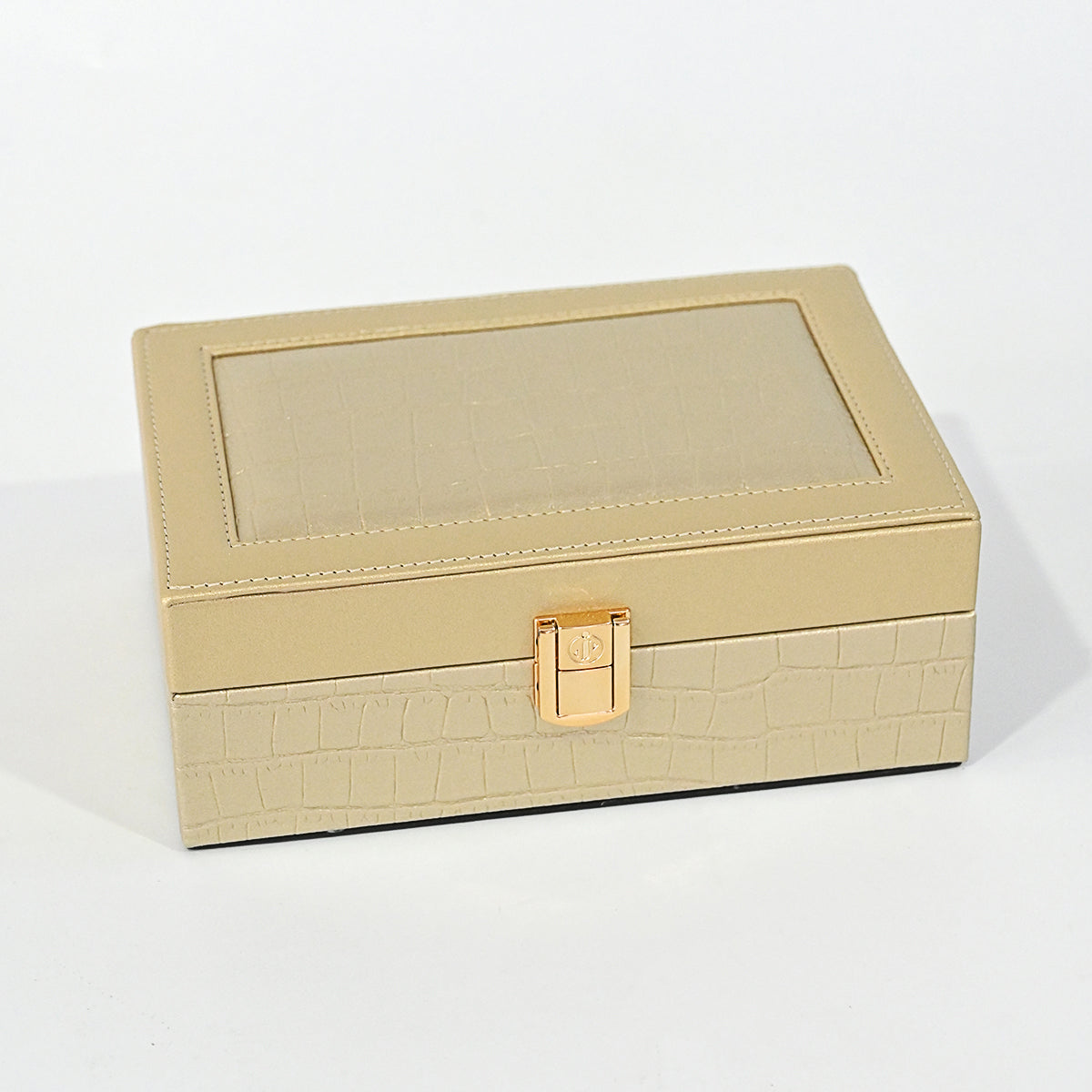 Crocodile-Texture Jewellery Box with Clip