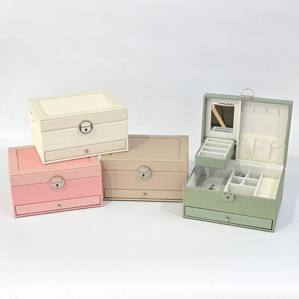 Rectangular 3-Tier Jewel Box with Key