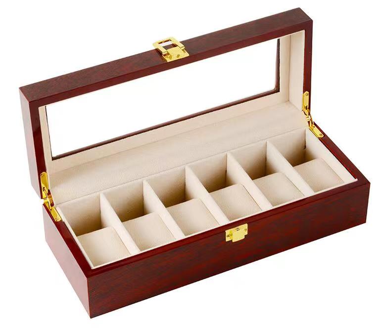 Watch Holder – 6 Slots (Glossy Brown Wood, W40Z) Main image