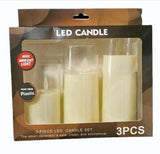 Flameless LED Candle 3 Piece Set with Remote Control