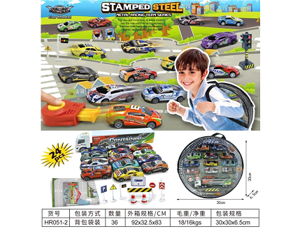 Display Car in a Round Backpack, 24 Pieces